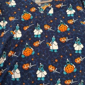 Navy Blue Cookie Monster scrub top